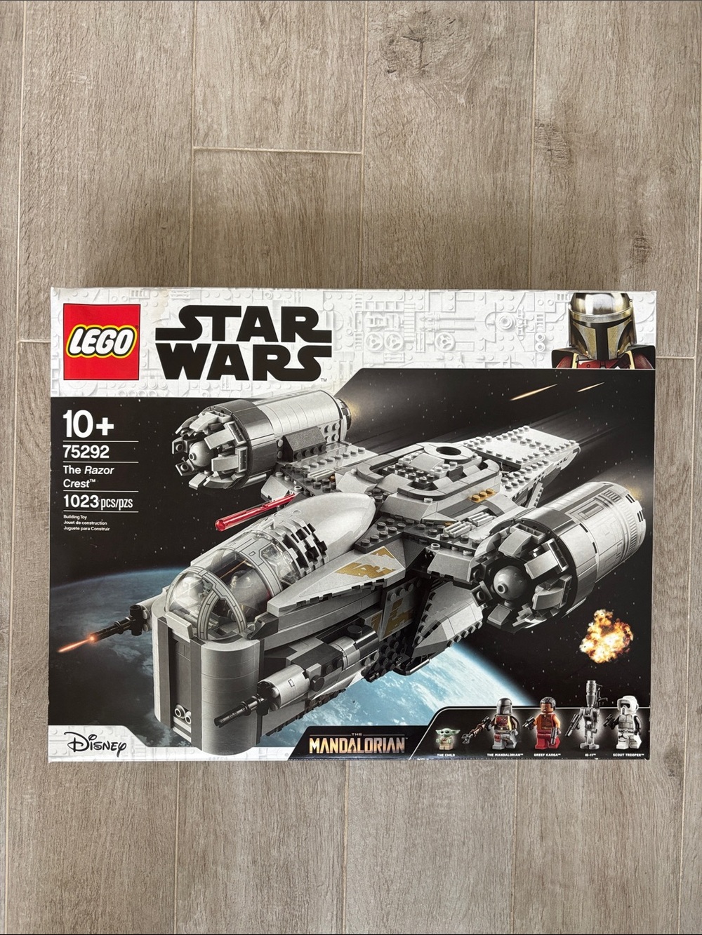 Lego Star Wars Razor Crest in gray, white and gold accents
